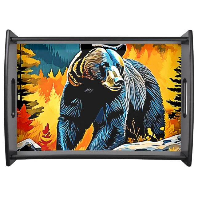 Forest Black Bear Majesty Design Serving Tray (Front)
