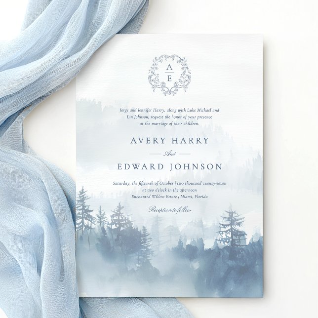 Forest Blue Wedding Invitation (Creator Uploaded)
