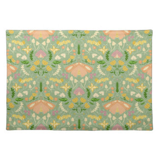 Forest Blush and Green Moths Cloth Placemat