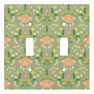 Forest Blush and Green Moths Light Switch Cover