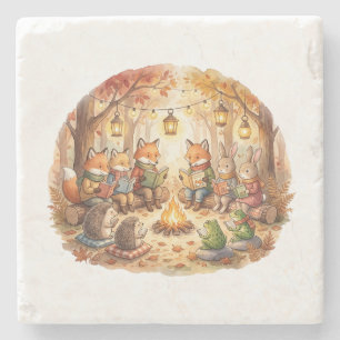 Forest Book Cozy Woodland cottagecore cushion Stone Coaster