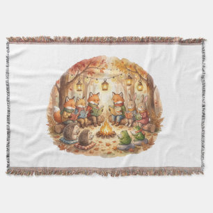 Forest Book Cozy Woodland cottagecore cushion Throw Blanket