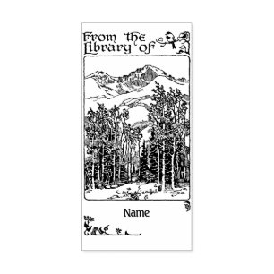 Forest  bookplate rubber stamp
