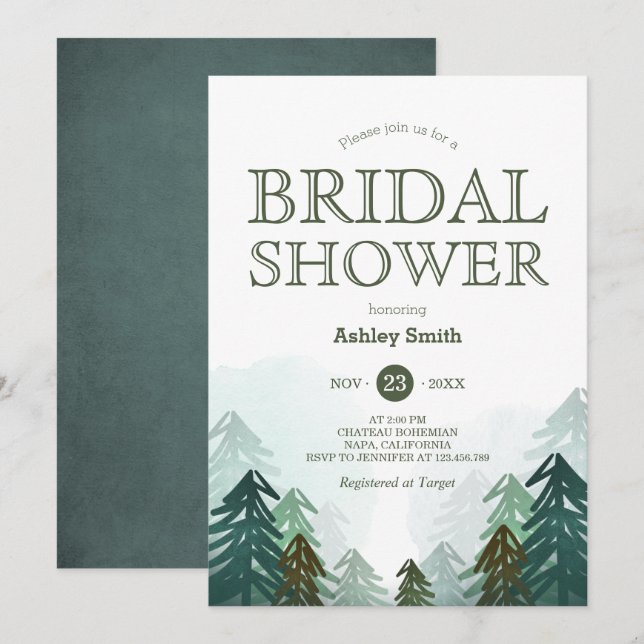 Forest Bridal Shower invitation Adventure Winter (Front/Back)