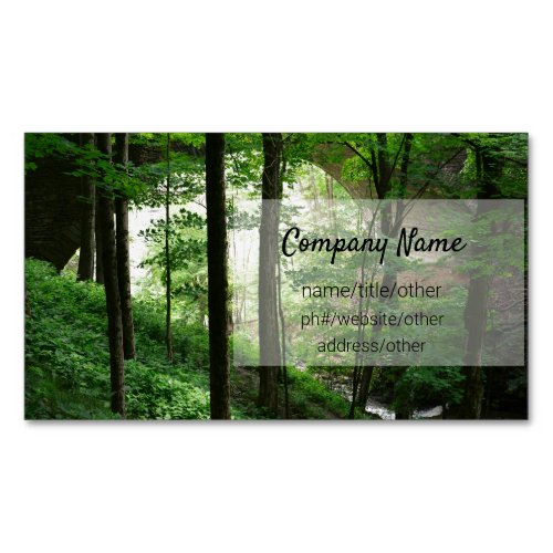 Forest Bridge Green Magnetic Business Cards