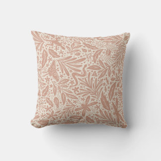 Forest Bugs - maximalist botanical pattern - blush Throw Pillow