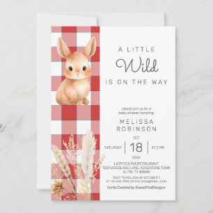 Forest Bunny Pampas Fall Baby Shower Invitation