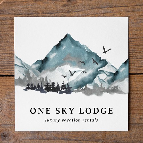 Forest Cabin Lodge Airbnb Vacation Property Rental Square Business Card