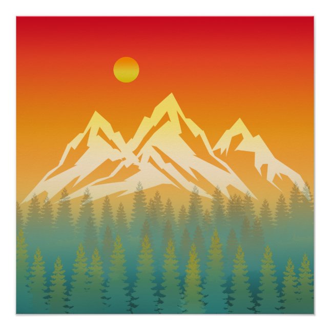 Forest Calm Mountain Scenery Poster (Front)