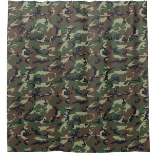 Forest Camo Cabin in the Woods Camo Boys Bathroom Shower Curtain