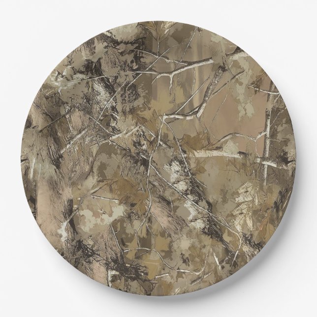 Forest Camo Pattern Paper Plates (Front)