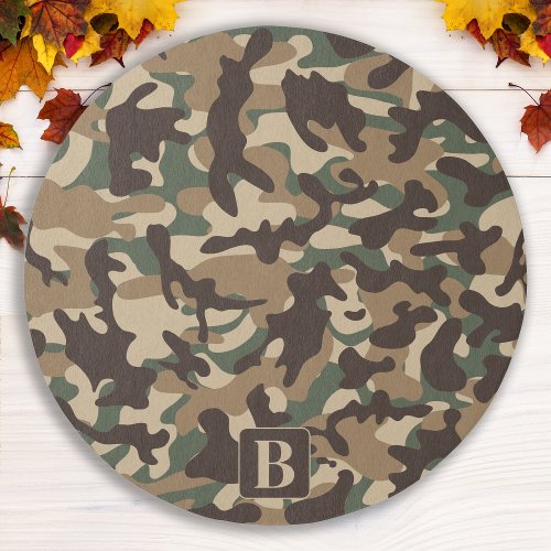 Forest Camo Personalized Monogram Camouflage Outdoor Rug