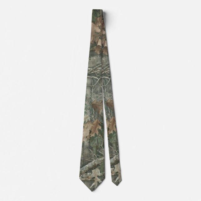 Forest Camo with Dry Leaves Pattern Neck Tie (Front)