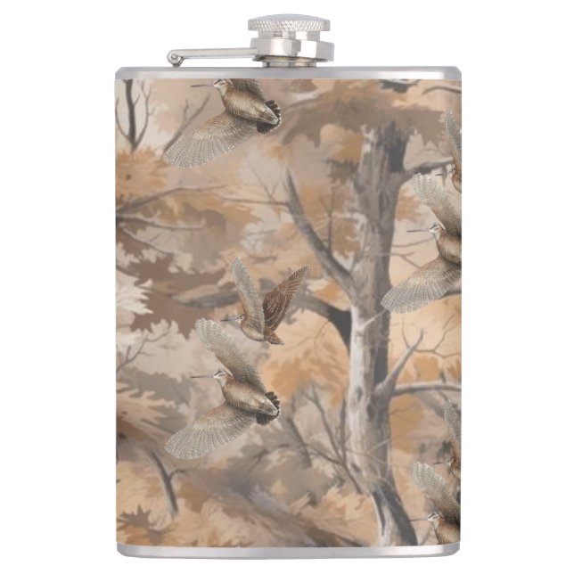 Forest Camo with Woodcock  Flask (Front)