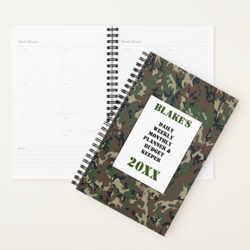 Forest Camouflage Daily Budget Planner