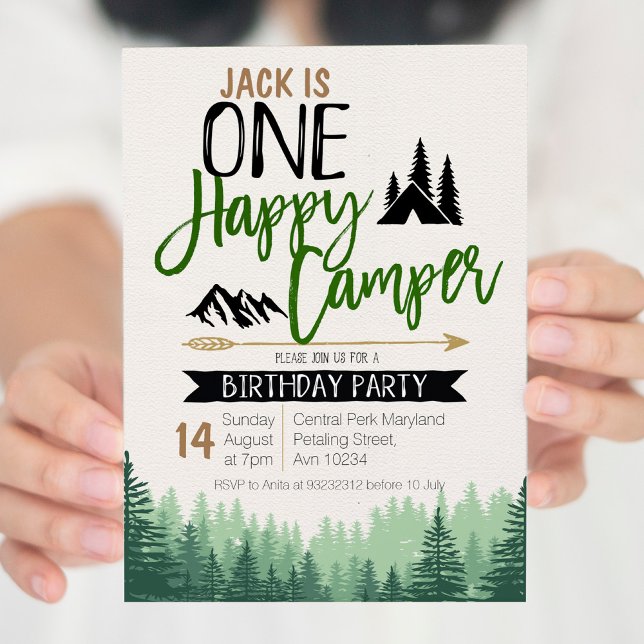 Forest Camper Birthday Invitation Camping Party (Creator Uploaded)