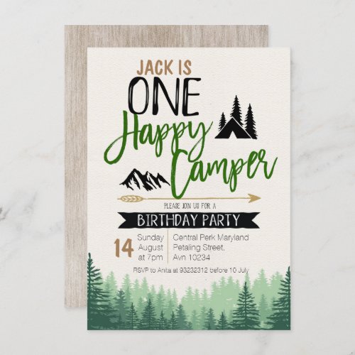 Forest Camper Birthday Invitation Camping Party