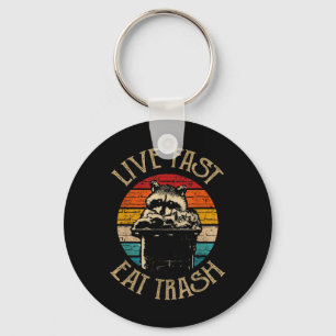 Forest Camper Gifts Live Fast Eat Trash Uni-adults Keychain