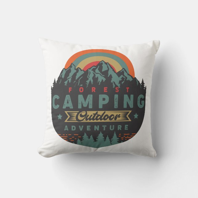 Forest Camping Outdoor Adventure Throw Pillow (Front)