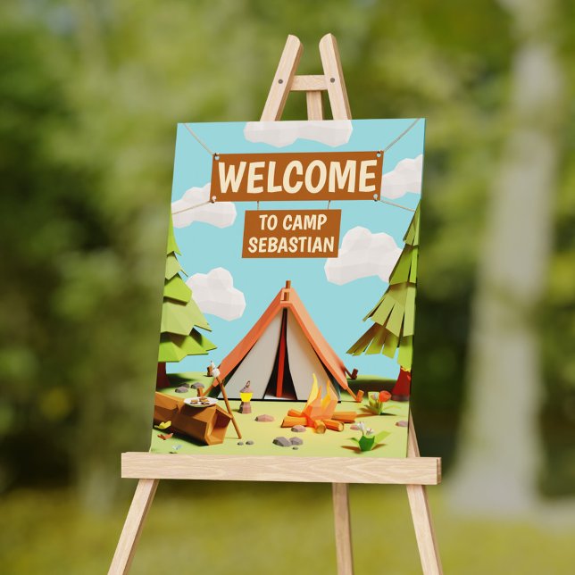 Forest Camping Outdoors Birthday Party Welcome Foam Board (Forest Camping Outdoors Birthday Party Welcome Foam Board)
