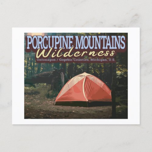 FOREST CAMPING _ PORCUPINE MOUNTAINS _ MICHIGAN US POSTCARD