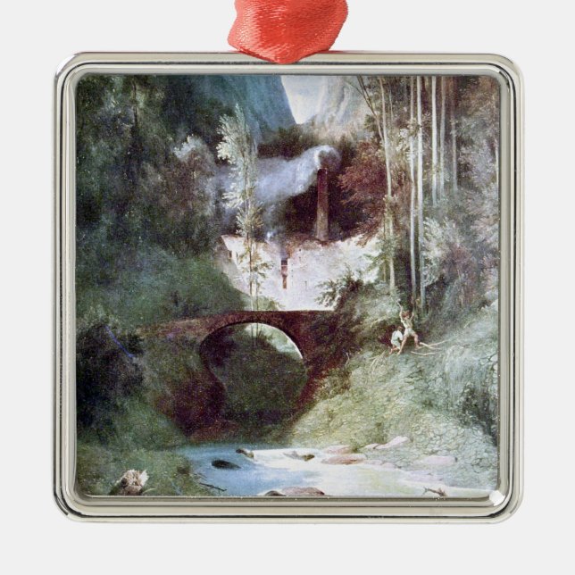 Forest Canyon (by Carl Blechen) Metal Ornament (Front)