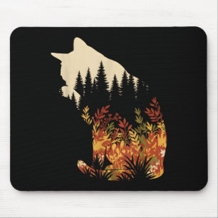 Forest cat silhouette autumn nature wildlife for mouse pad