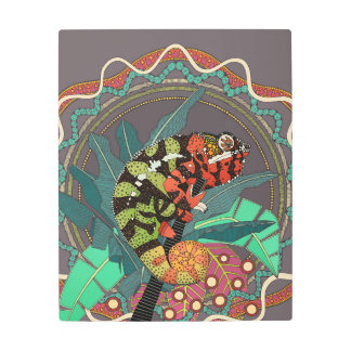 forest chameleon metal print