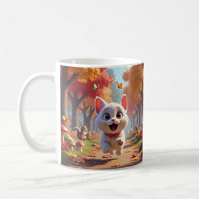 Forest Chase: Running Cat Mug (Left)