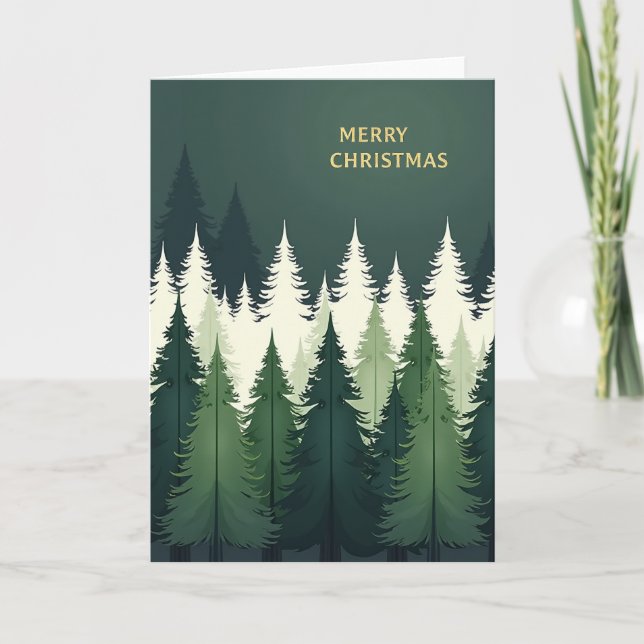 Forest Christmas Card - Modern Evergreen Tree (Front)