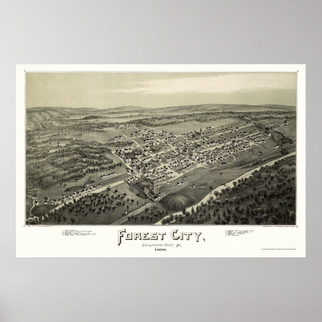 Forest City, PA Panoramic Map - 1889 Poster (Front)