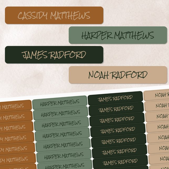 Forest Color Coded Penned Name Waterproof Labels (Creator Uploaded)