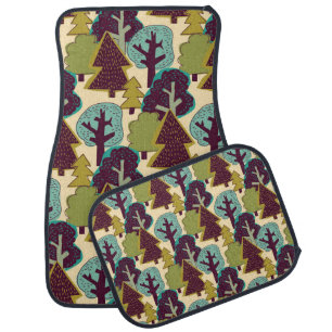 Forest Color Doodle Trees Illustration Car Floor Mat