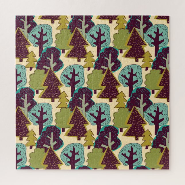 Forest Color Doodle Trees Illustration Jigsaw Puzzle (Vertical)