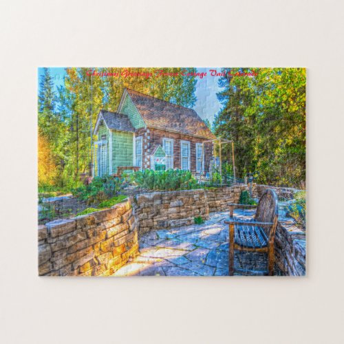 Forest Cottage Vail Colorado Christmas Greetings Jigsaw Puzzle