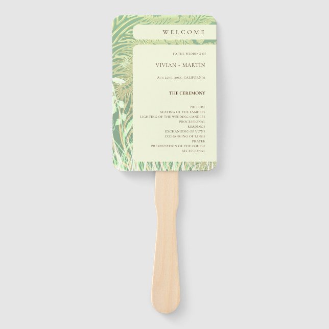 Forest Countryside Landscape Wedding Program Hand Fan (Front)
