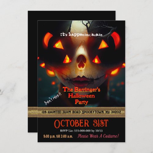 Forest Creature Halloween Costume Annual Party Invitation