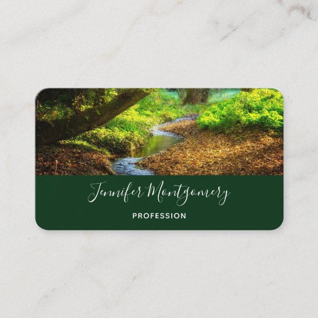 Forest Creek Beautiful Nature Landscape Photo Business Card (Front)