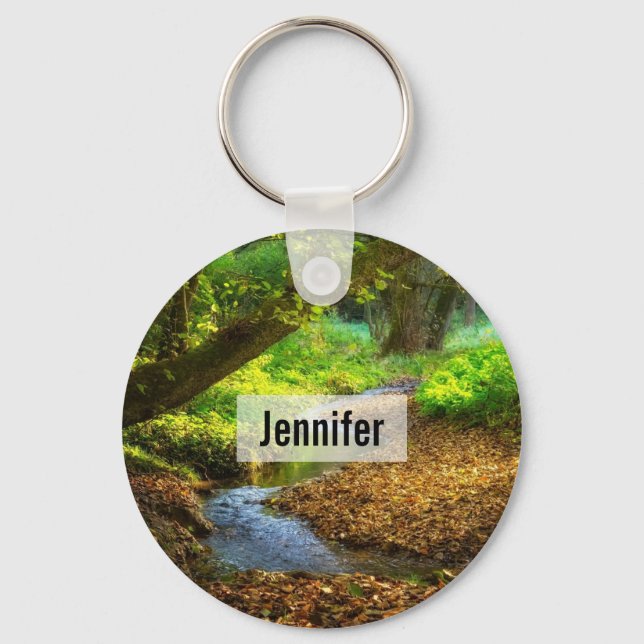 Forest Creek Beautiful Nature Landscape Photo Keychain (Front)