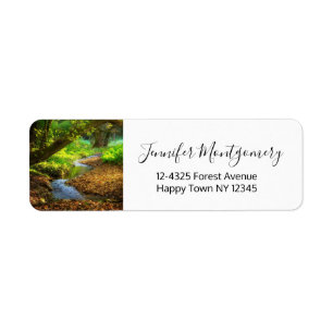 Forest Creek Beautiful Nature Landscape Photo Label