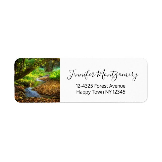Forest Creek Beautiful Nature Landscape Photo Label (Front)