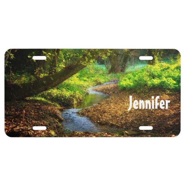 Forest Creek Beautiful Nature Landscape Photo License Plate (Front)