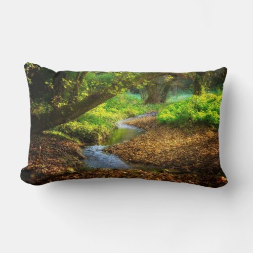 Forest Creek Beautiful Nature Landscape Photo Lumbar Pillow