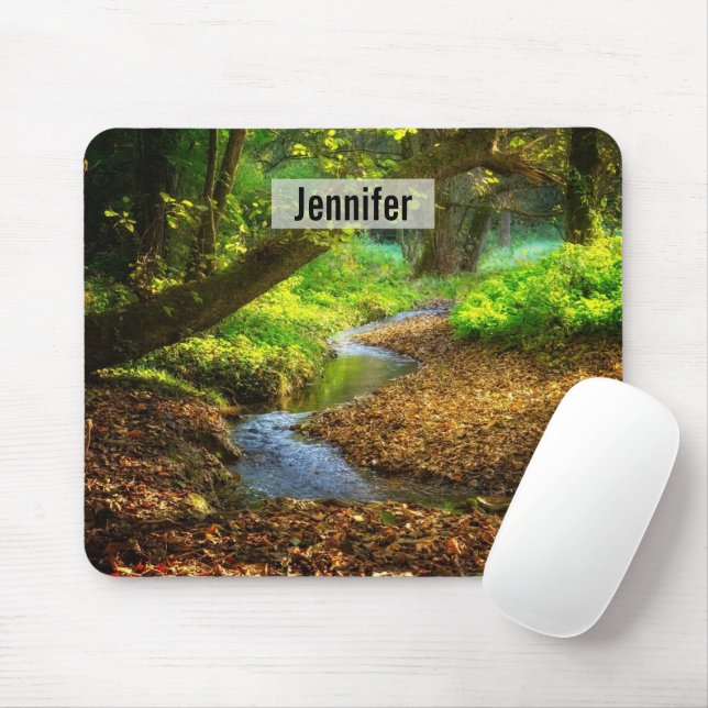 Forest Creek Beautiful Nature Landscape Photo Mouse Pad (With Mouse)
