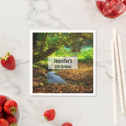 Forest Creek Beautiful Nature Landscape Photo Napkins