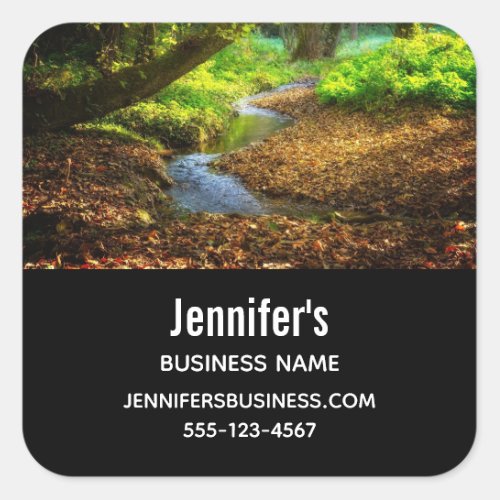 Forest Creek Beautiful Nature Photo Business Square Sticker