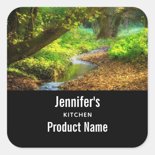 Forest Creek Beautiful Nature Photo Kitchen Square Sticker