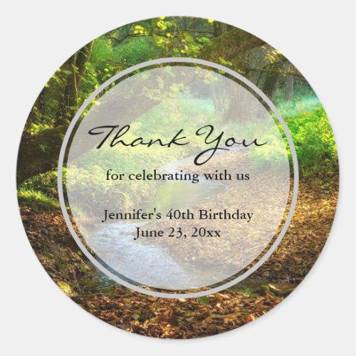 Forest Creek Beautiful Nature Photo Party Classic Round Sticker