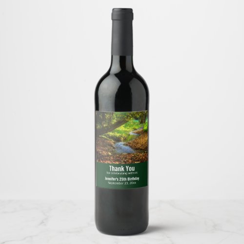 Forest Creek Beautiful Nature Photo Thank You Wine Label