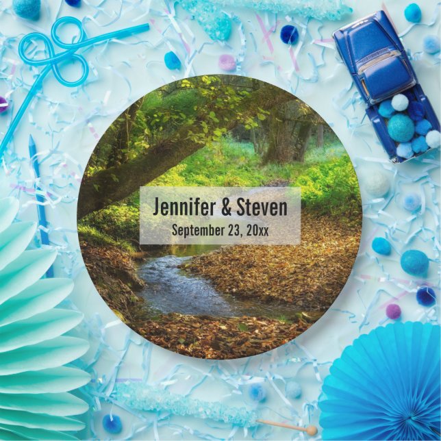 Forest Creek Beautiful Nature Photo Wedding Paper Plates (Party)